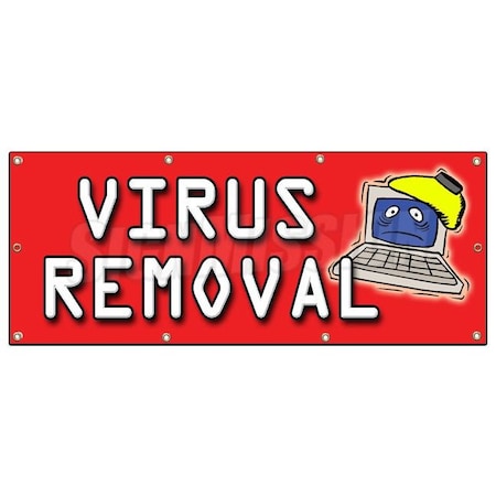 Signmission VIRUS REMOVAL BANNER SIGN computer repair fix pc laptop B-96 Virus Removal